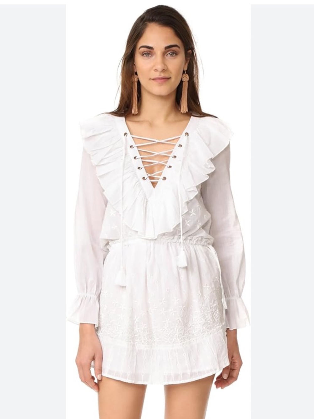 Misa LA Daya embroidered lace up dress